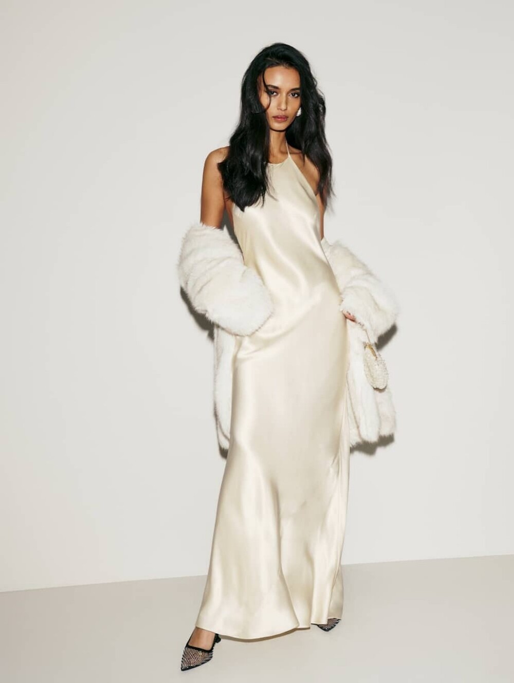 Reformation Jeany 100% Silk Satin Halter Slip Maxi Dress Ivory size 0 NWT - Picture 5 of 15